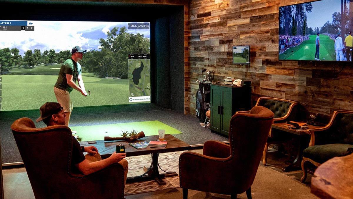 Watching the Masters in the lounge at Golfer's Den